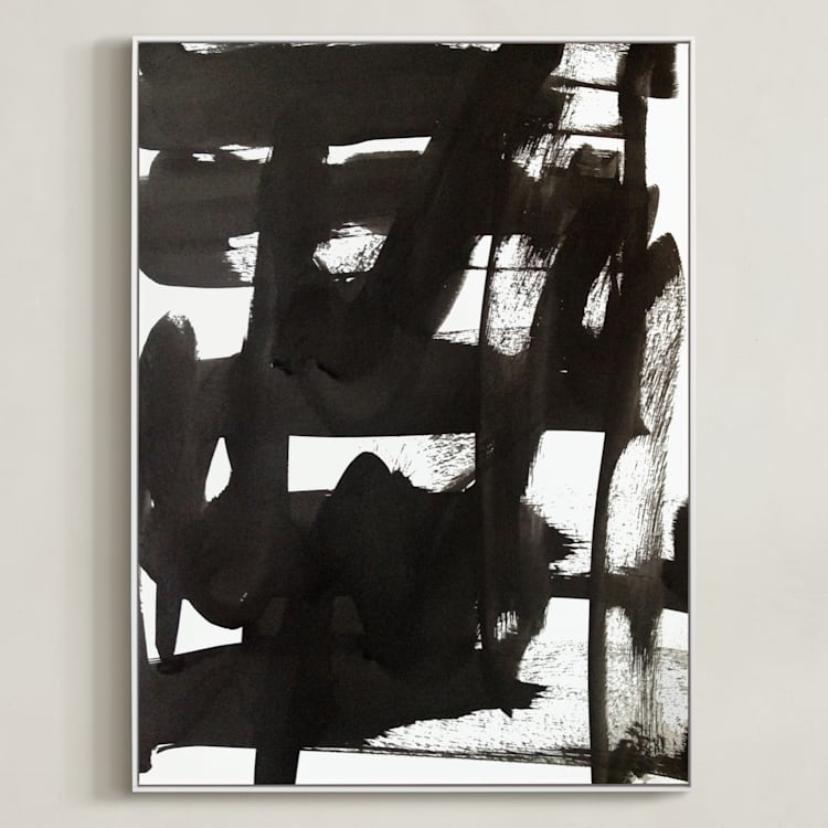 "Inked" - Art Print in Black Ink by Deborah Velasquez - Framed Canvas