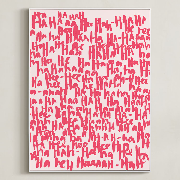 "HA-HA-HA-HA" - Art Print in Rose by Kate Roebuck - Framed Canvas