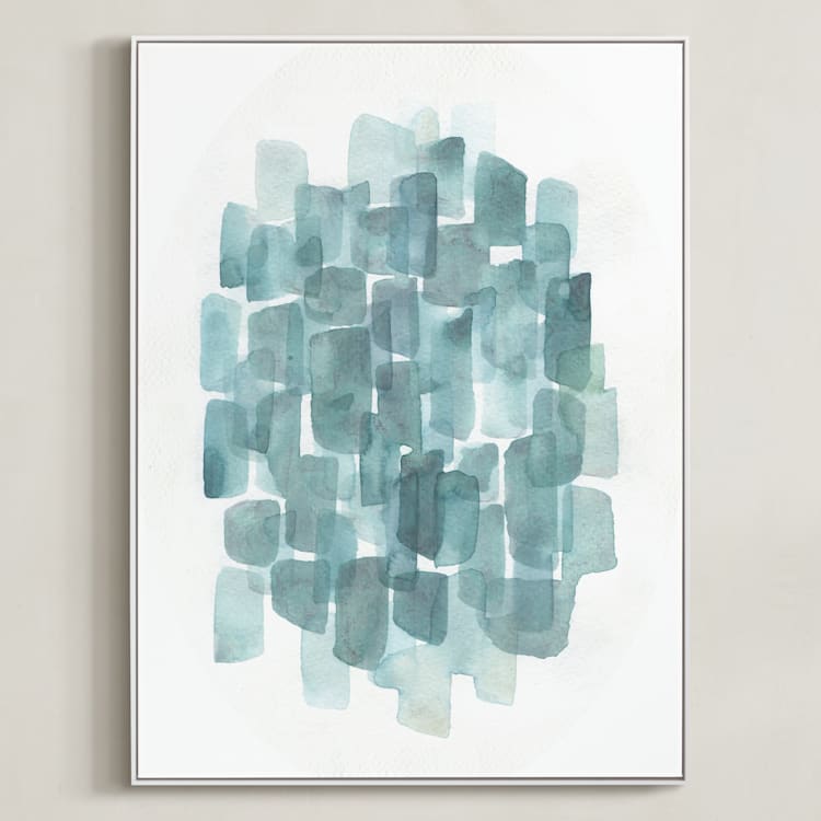 "Steely Blues" - Art Print in Steel Blue by Tennyson Tippy - Framed Canvas