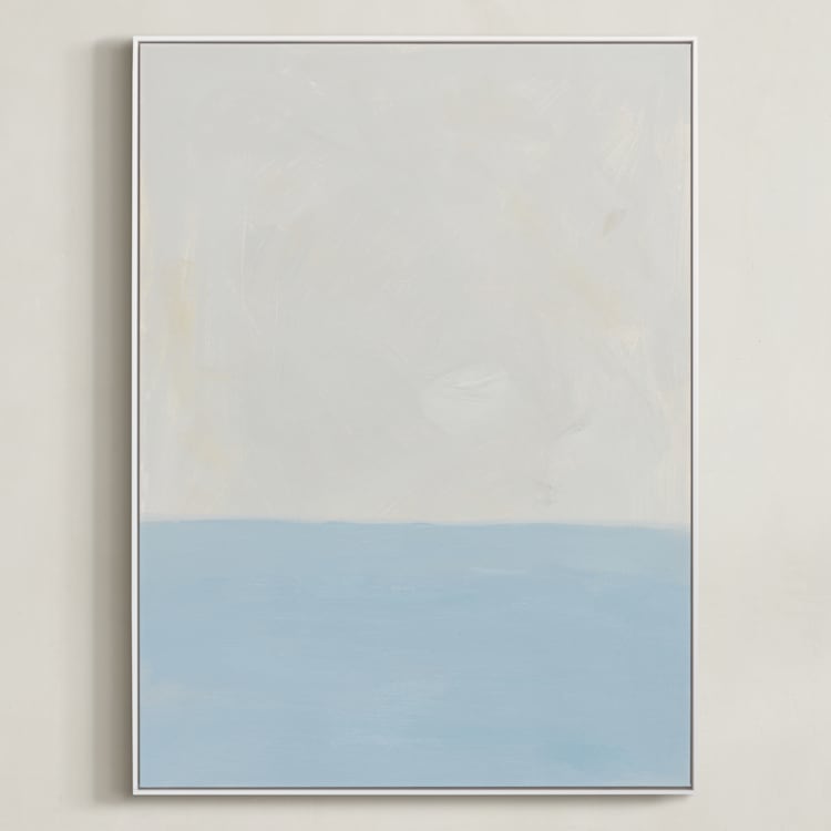 "Calm At Sea" - Art Print in Tranquil Blue by Amanda Phelps - Framed Canvas