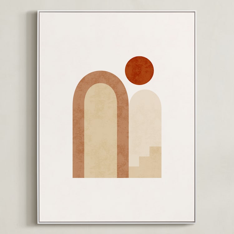 "Rustic Geometry 2" - Art Print in Terracotta by Iveta Angelova - Framed Canvas