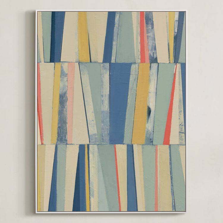 "Non Stop Fun" - Art Print in Lagoon by Pippin Schupbach - Framed Canvas