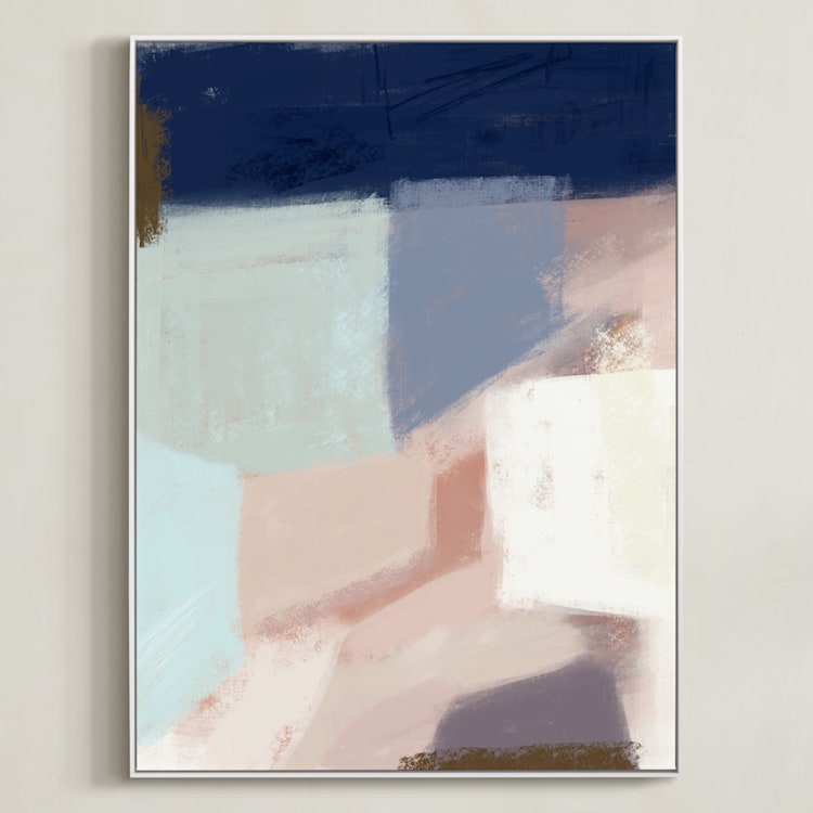 "Fit in" - Art Print in Navy by Yaling Hou Suzuki - Framed Canvas