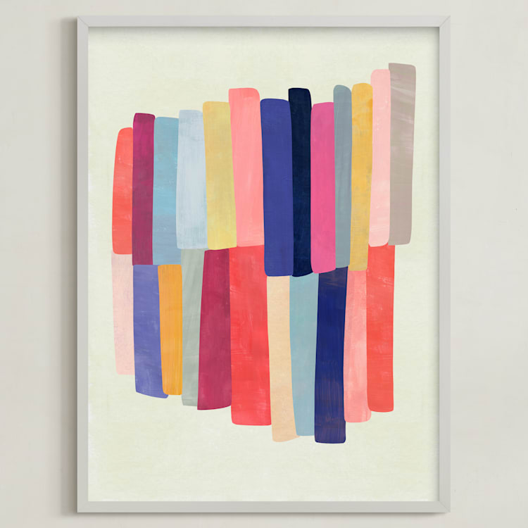 "Barred" - Art Print in White by melanie mikecz - Framed