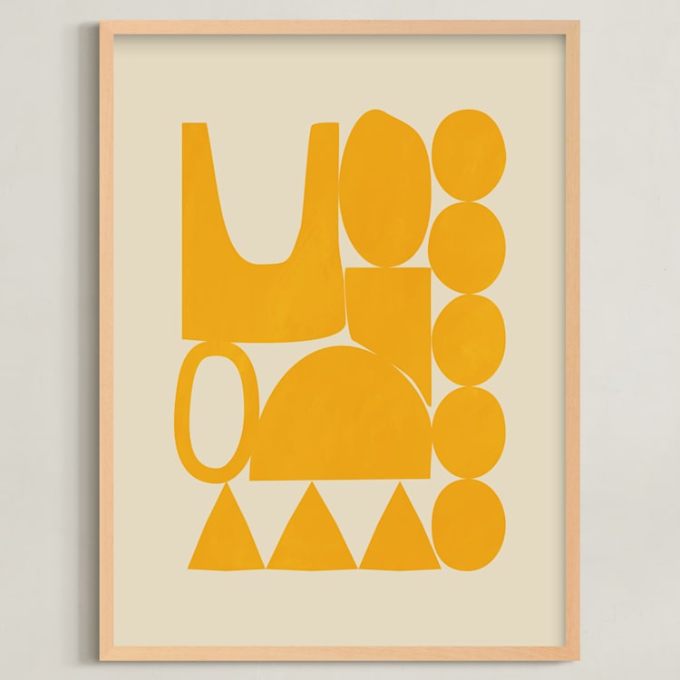 "Happy Place" - Art Print in Marigold by Beth Vassalo - Framed