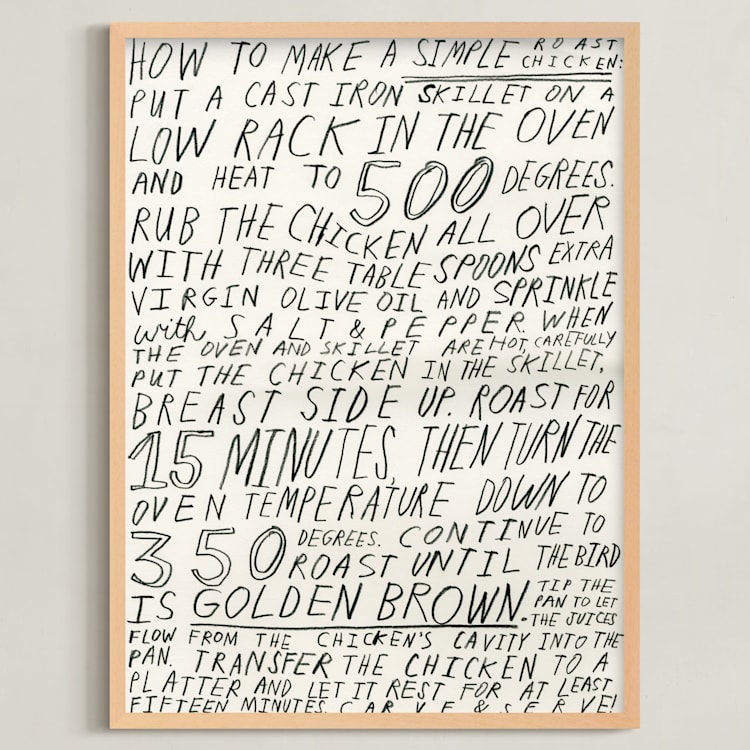 "Roast Chicken" - Art Print in Cream by Elliot Stokes - Framed