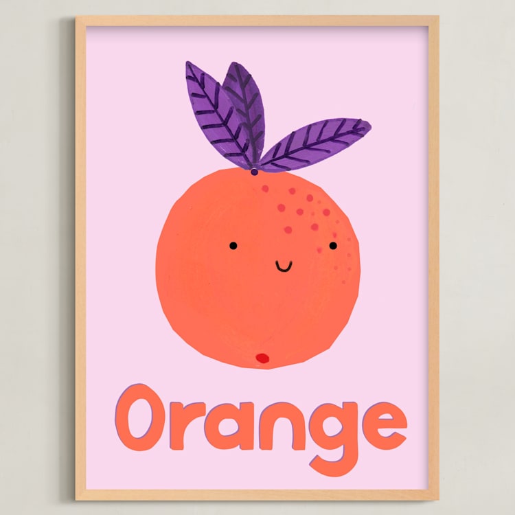 "My Fruity Family II" - Art Print in Light Pink by Marta Crea - Framed