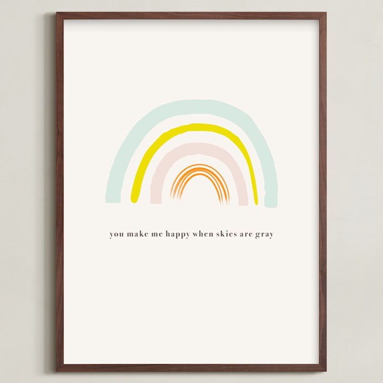 "You Make Me Happy" - Art Print in White by Joyce Pinheiro - Framed