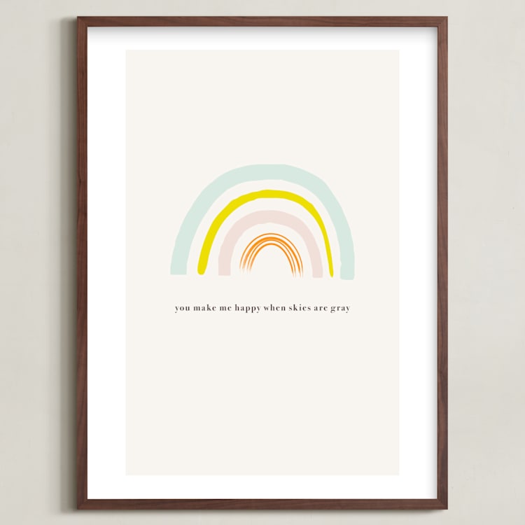 "You Make Me Happy" - Art Print in White by Joyce Pinheiro - Framed