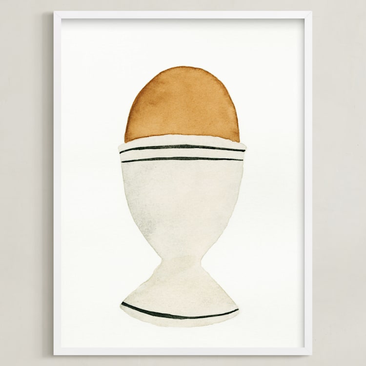 "The Humble Egg" - Art Print in porcelain gray by Monica Loos - Framed