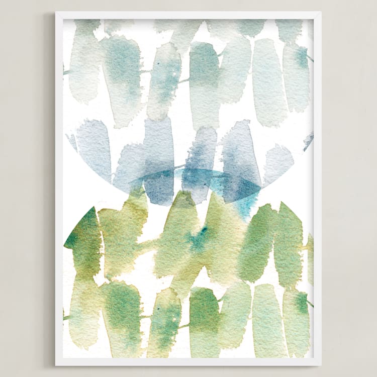 "Subtle Overlap" - Art Print in Leaf by Kelly Ventura - Framed