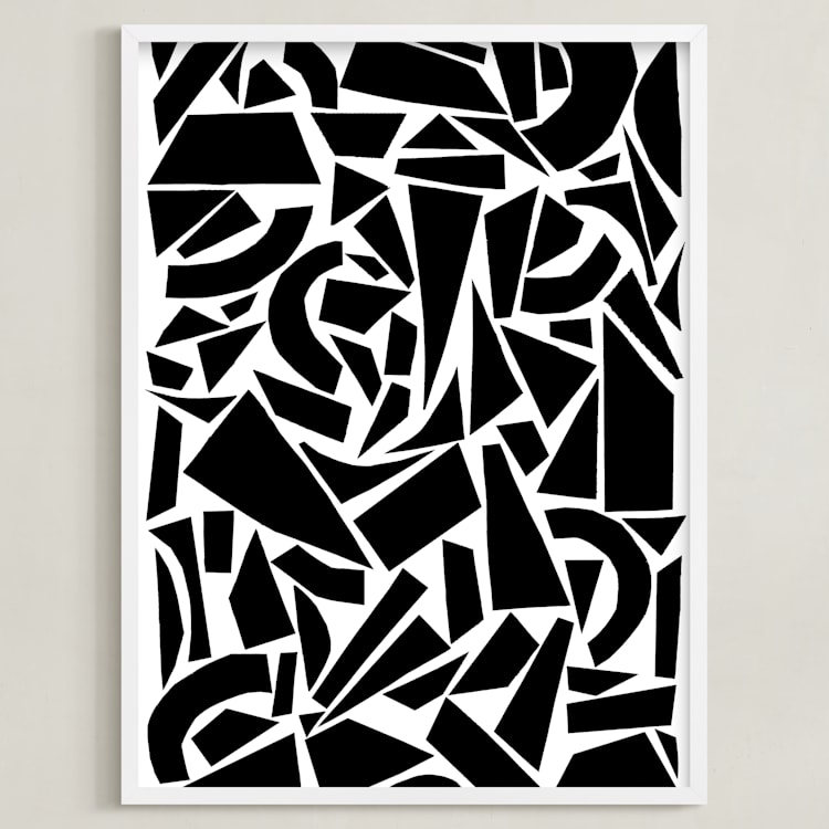 "Broken Glass" - Art Print in Black on White by Elliot Stokes - Framed