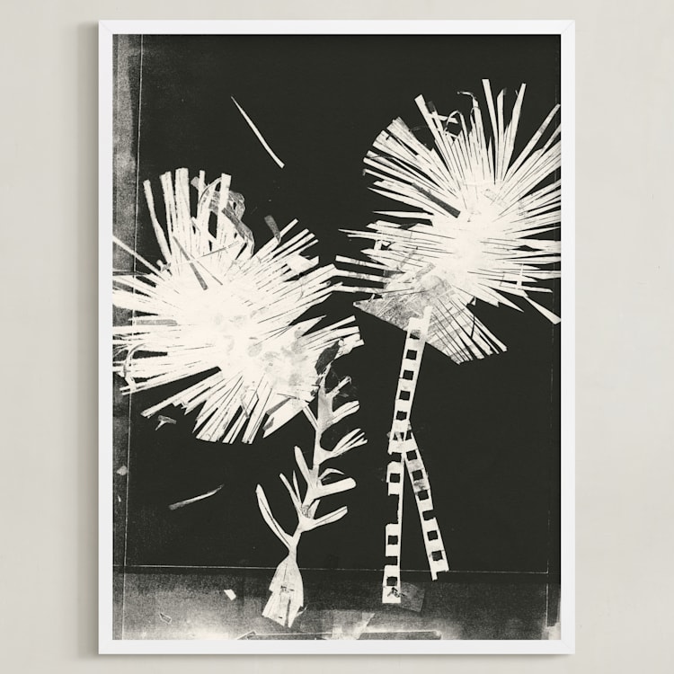 "Paper Flower 1" - Art Print in Black and White by Angela Simeone - Framed