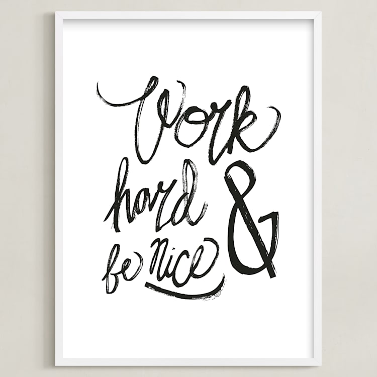 "Nice Work" - Art Print in White by Heather Francisco - Framed