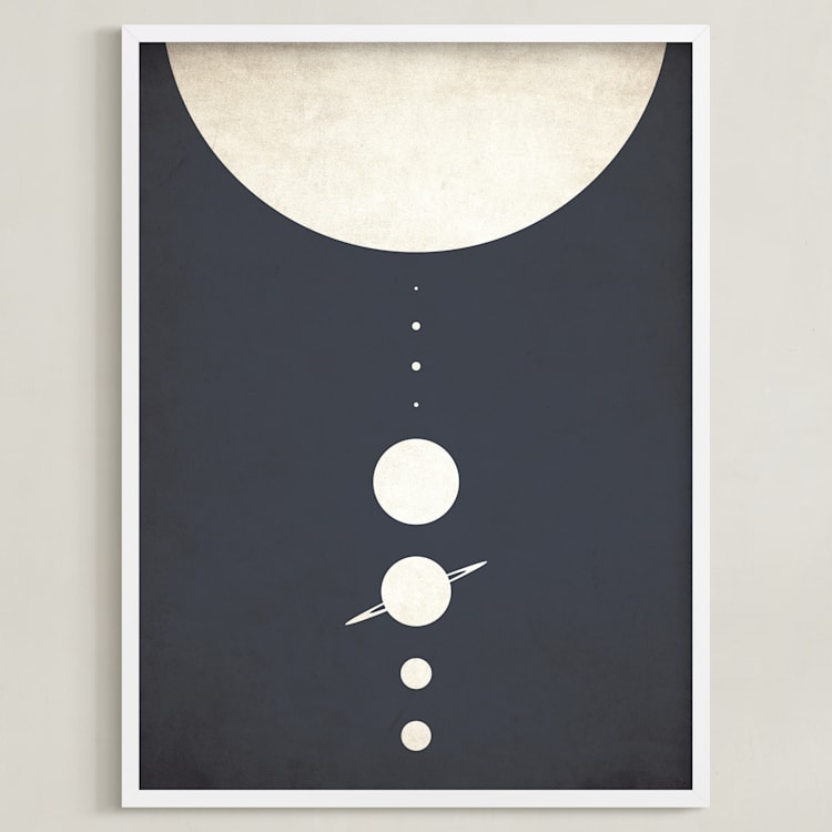 "Planetary Neighbors" - Art Print in Space Grey by GeekInk Design - Framed