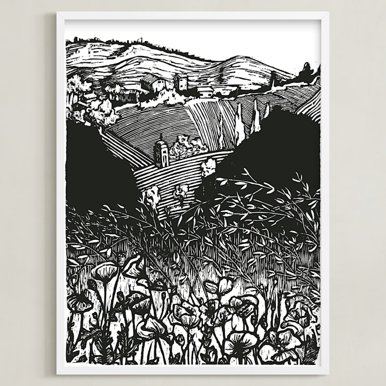 "La Torre" - Art Print in Noir by Liz Conley - Framed
