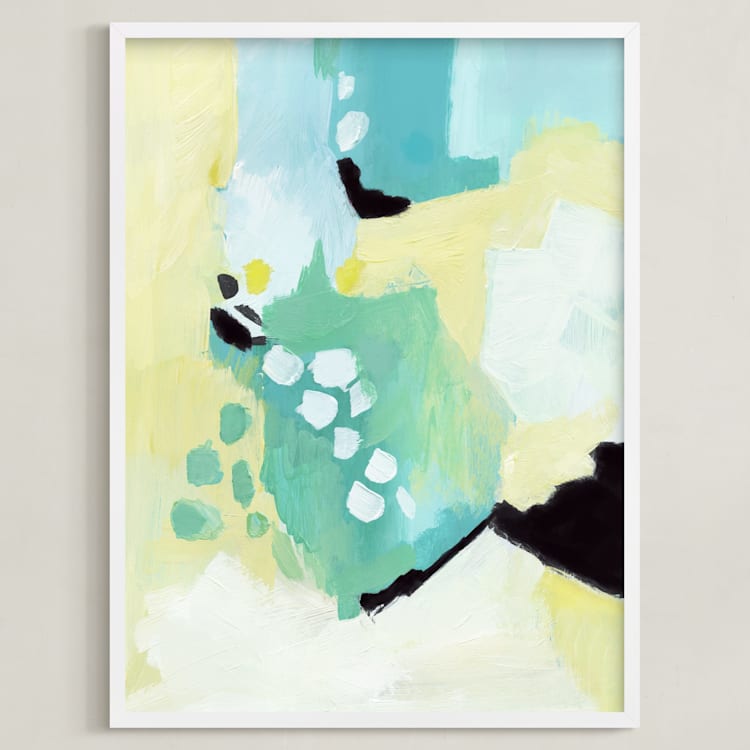 "Splendid Spring" - Art Print in Seafoam by Makewells - Framed