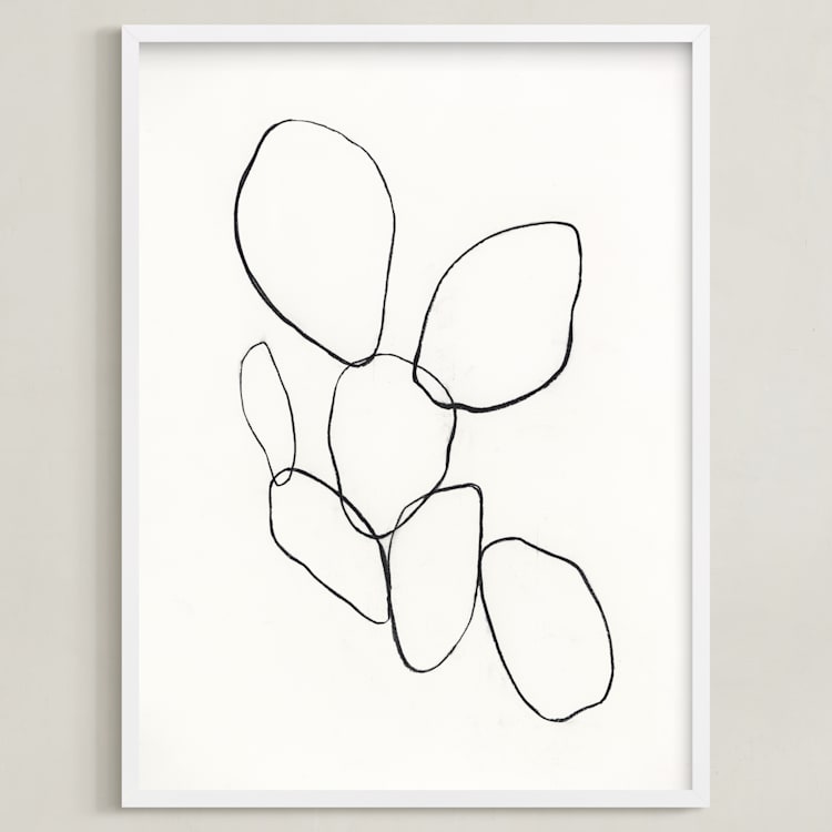 "Cactus Line Drawing" - Art Print in dusty white by Amanda Phelps - Framed