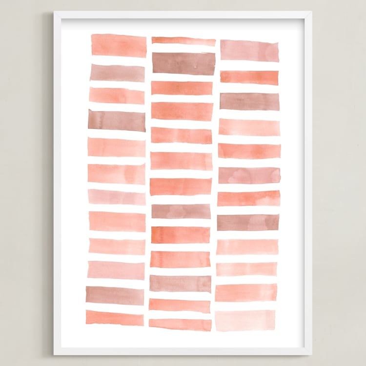 "Stacks #2" - Art Print in Coral by Kelly Nasuta - Framed