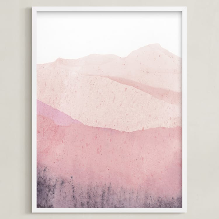 "Mountain Range" - Art Print in Beige Pink by Sadie Holden - Framed