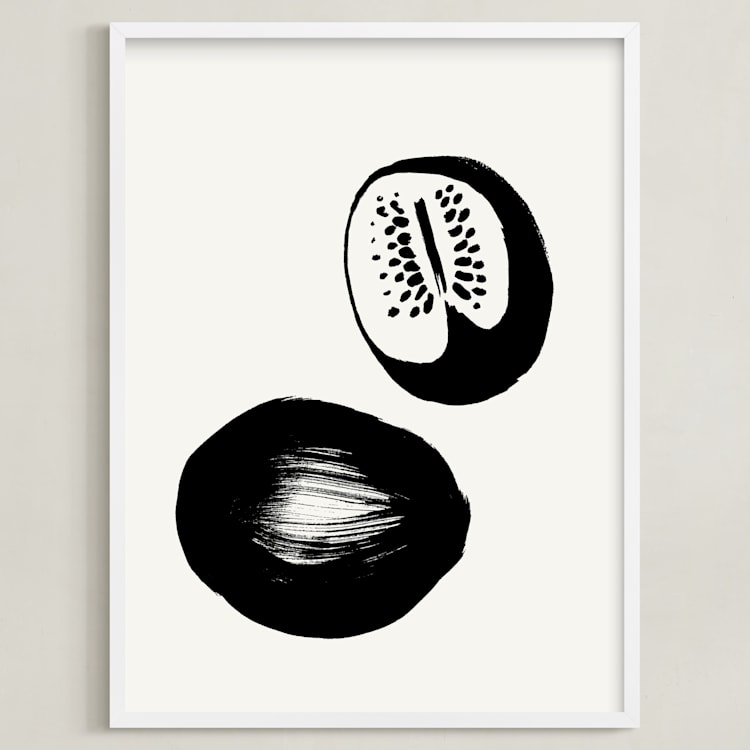 "Watermelons" - Art Print in Black on Off-white by Sonya Percival - Framed