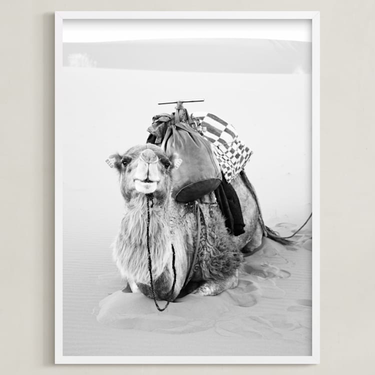"Smiles in the Sahara" - Art Print in Fog by Jamie Lollback - Framed