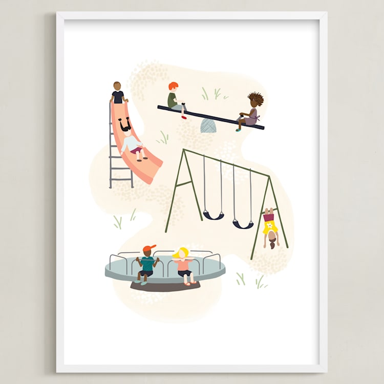 "together" - Art Print in Playground Blue by JeAnna Casper - Framed