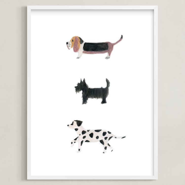 "it's a dog's world" - Art Print in clean white by Sheila Sunaryo - Framed