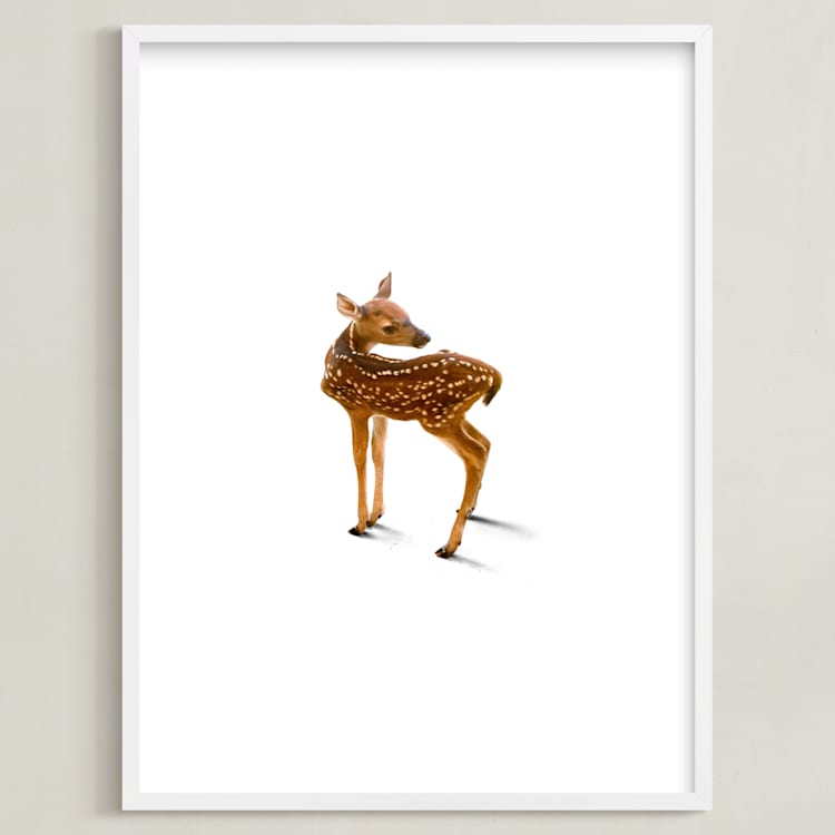 "A Deer Friend" - Art Print in White Tail by Andrew McClintock - Framed