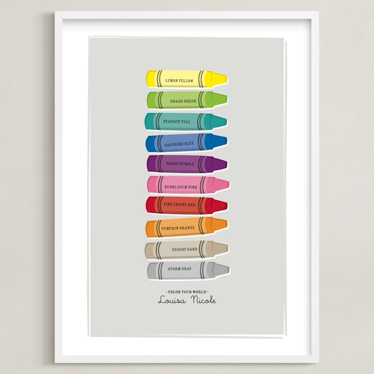 "Color Your World" - Personalized Art Print in Cloud by Ann Gardner - Framed
