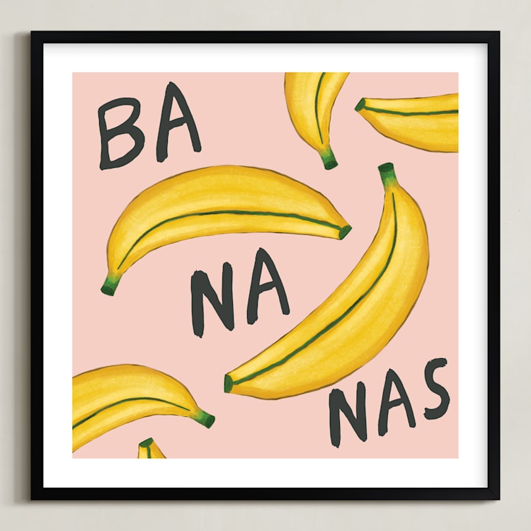 "That's Ba-Na-Nas" - Art Print in White by Kerry Doyle - Framed