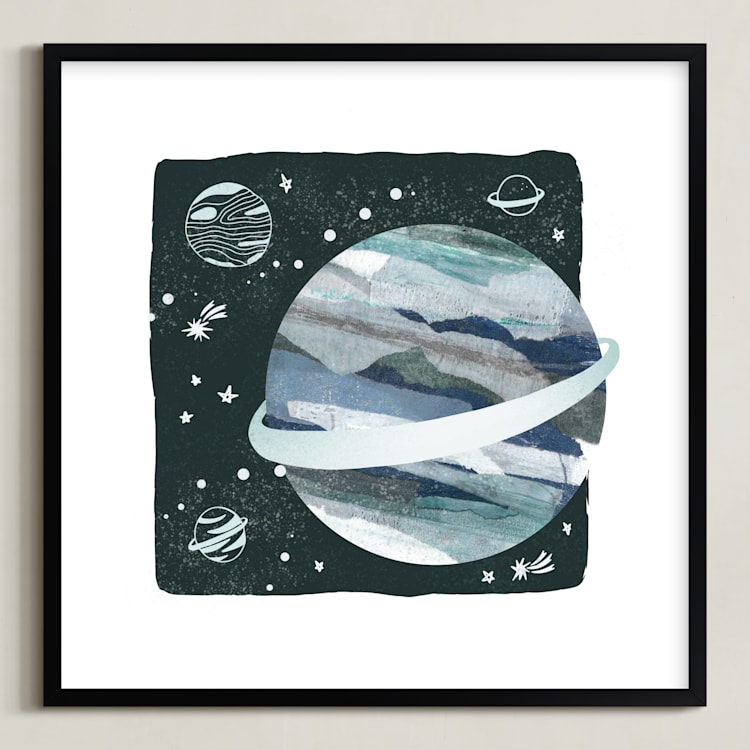 "Space Doodle" - Art Print in Galaxy by Megan Cash - Framed