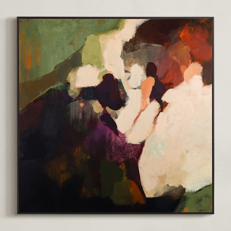 "Square Abstract 3" - Art Print in Violet by Wendy Keller - Framed Canvas
