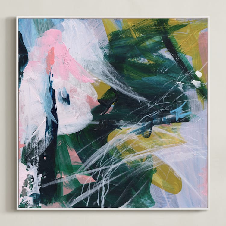 "Arm In Arm" - Art Print in Emerald Green by Jennifer Daily - Framed Canvas
