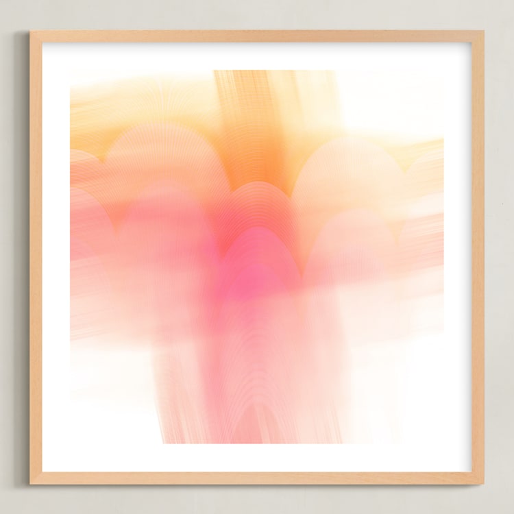 "Hello Sunrise" - Art Print in rosy golden by Debra Pruskowski - Framed