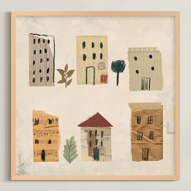 "Where We Live" - Art Print in Beige by Rina Ozum - Framed