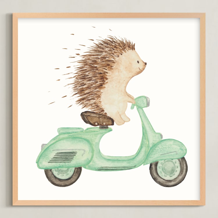 "Fast Riders II" - Art Print in Sage by Francisca Reyes - Framed