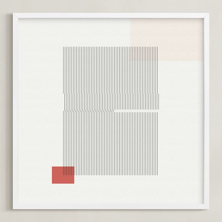 "Folded Lines" - Art Print in White by Jennifer Morehead - Framed