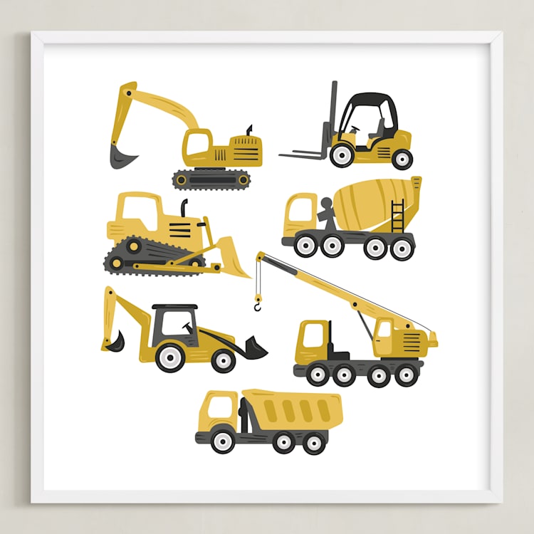 "Build" - Art Print in Pineapple by Jennifer Holbrook - Framed