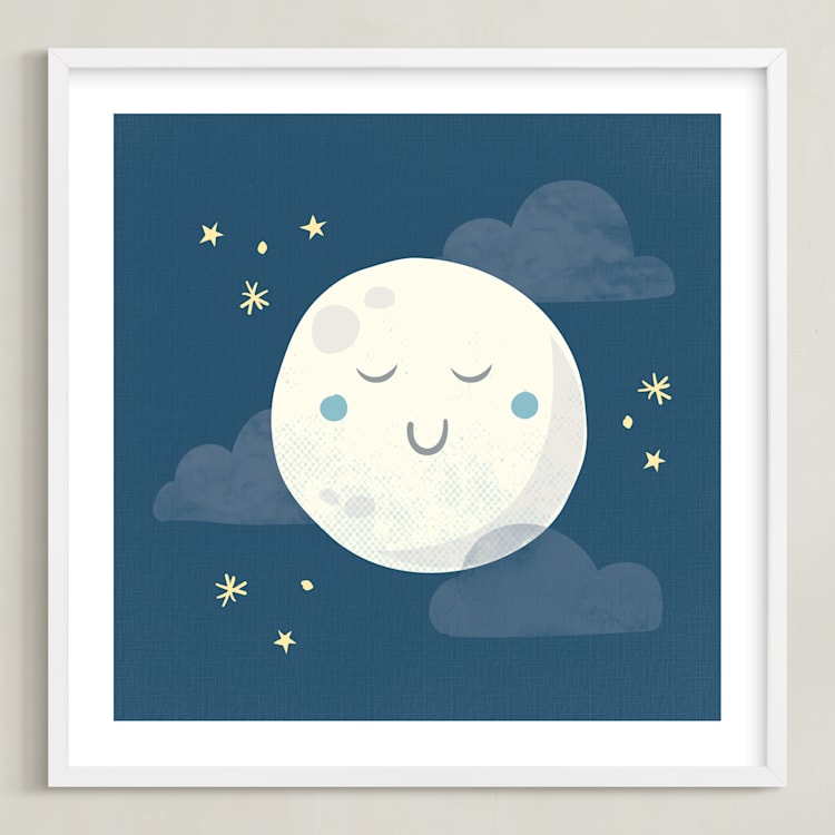 "Goodnight Moon" - Art Print in Night Sky by Annie Holmquist - Framed
