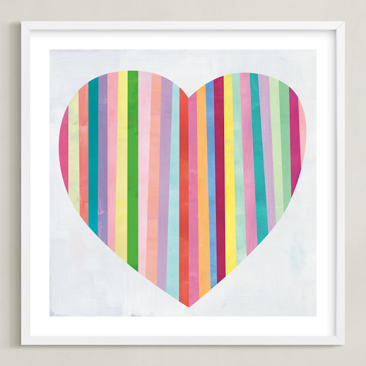 "Heart Stripes" - Art Print in Heartbeat by melanie mikecz - Framed