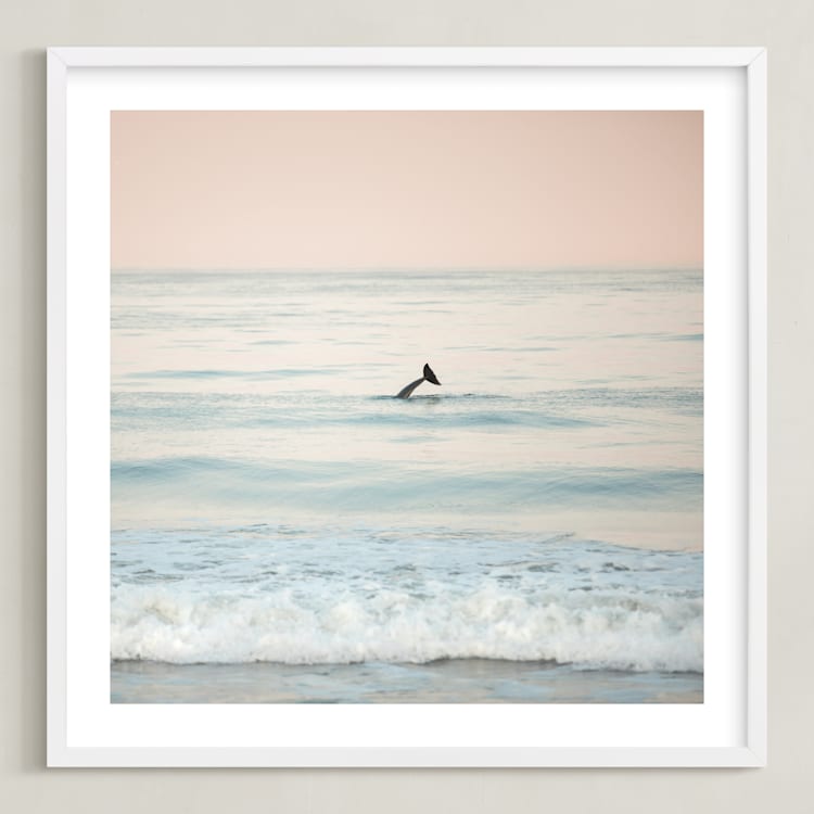 "Waving Good Morning" - Art Print in Ocean Blue by Shannon Howard - Framed