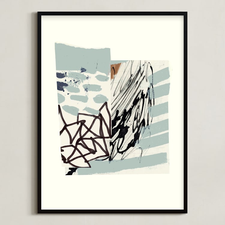 "Waterfall Assemblage" - Art Print in Waterfall Blue by Bethania Lima - Framed