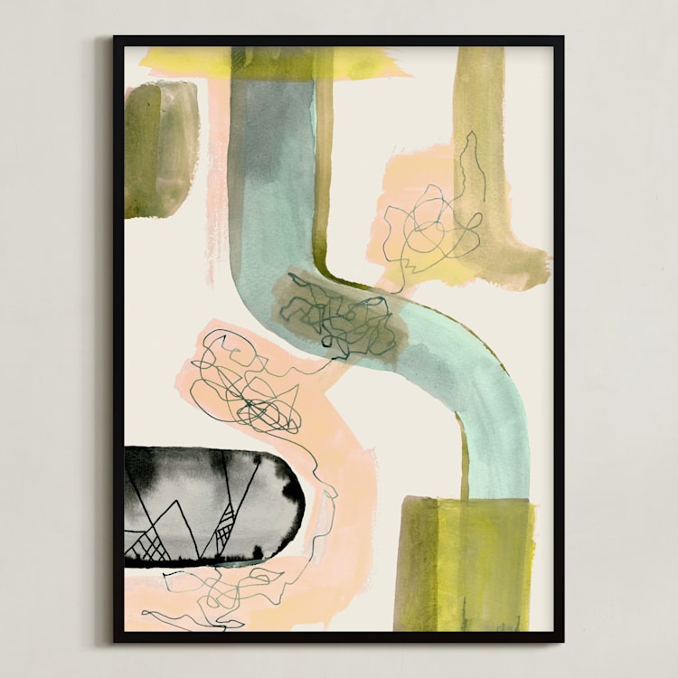 "Times Like These 1" - Art Print in Olive by Amy Moen - Framed