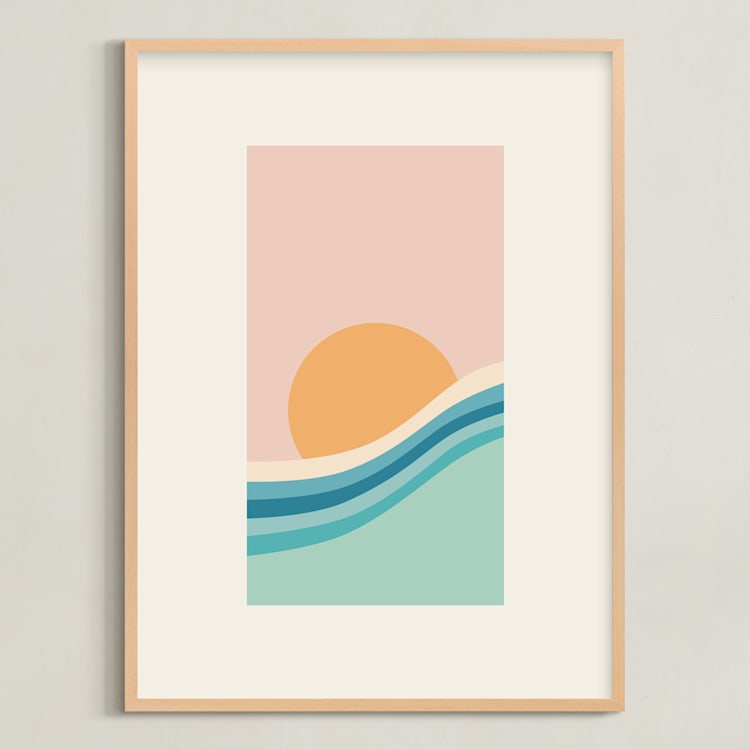 "Sunset Serenades No.3" - Art Print in Saltwater by Jessica C Nugent - Framed
