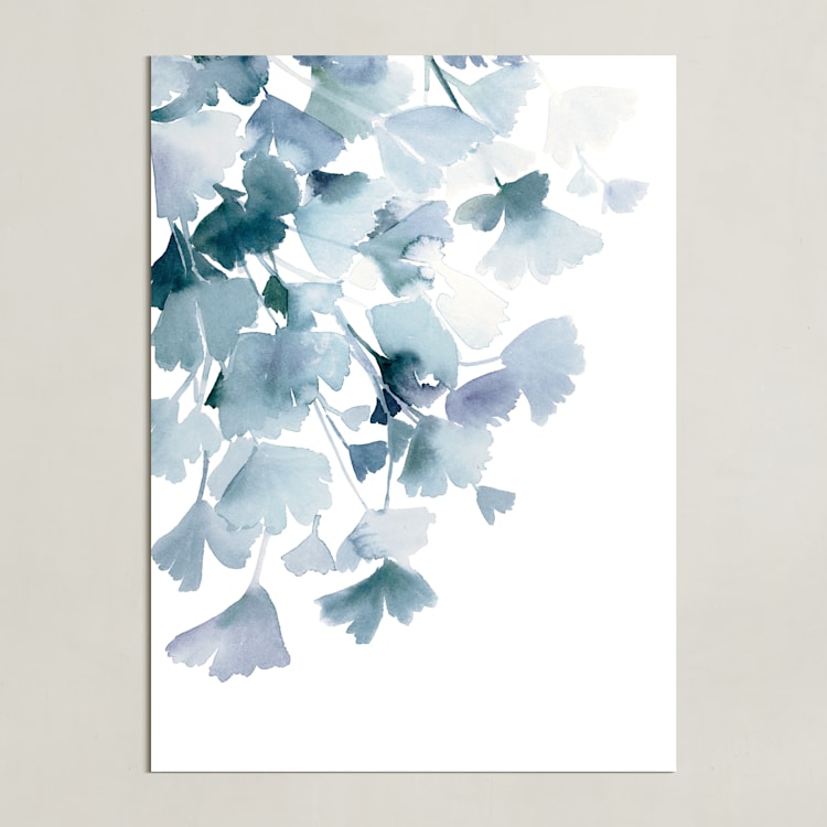 "Blue Ginkgo" - Art Print in Mute Indigo by Yao Cheng Design - Unframed