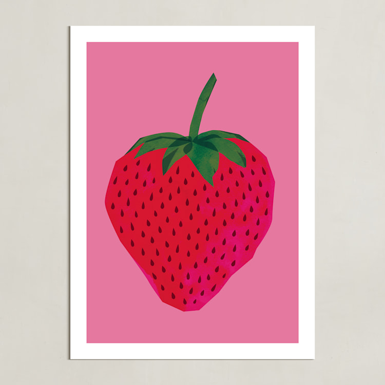 "strawberry" - Art Print in Pink by Shari Margolin - Unframed