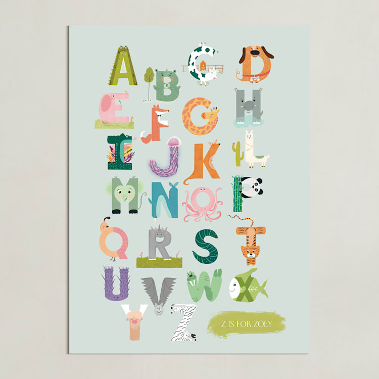 "Alphabet farm" - Personalized Art Print in Seafoam by Char-Lynn Griffiths - Unframed
