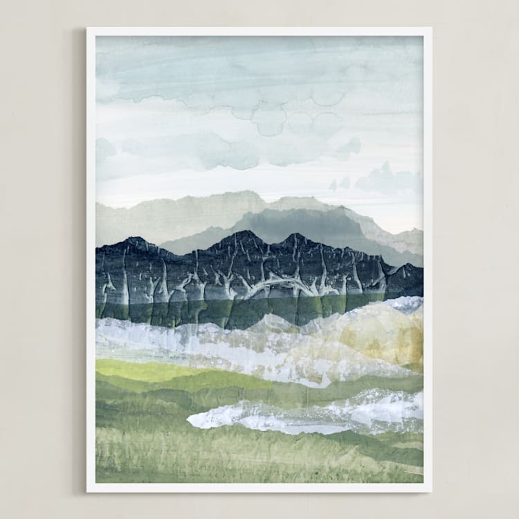 "Sapphire Ridge 1" - Art Print in Deep Blue by Lara Eckerman - Framed