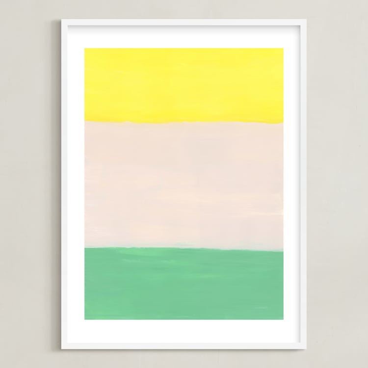 "Color Blocks" - Art Print in Yellow Green by Yaling Hou Suzuki - Framed